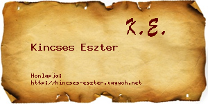 Kincses Eszter névjegykártya